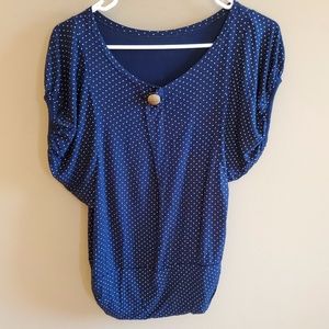 🪩 Vintage Dark Blue unique button top sz M